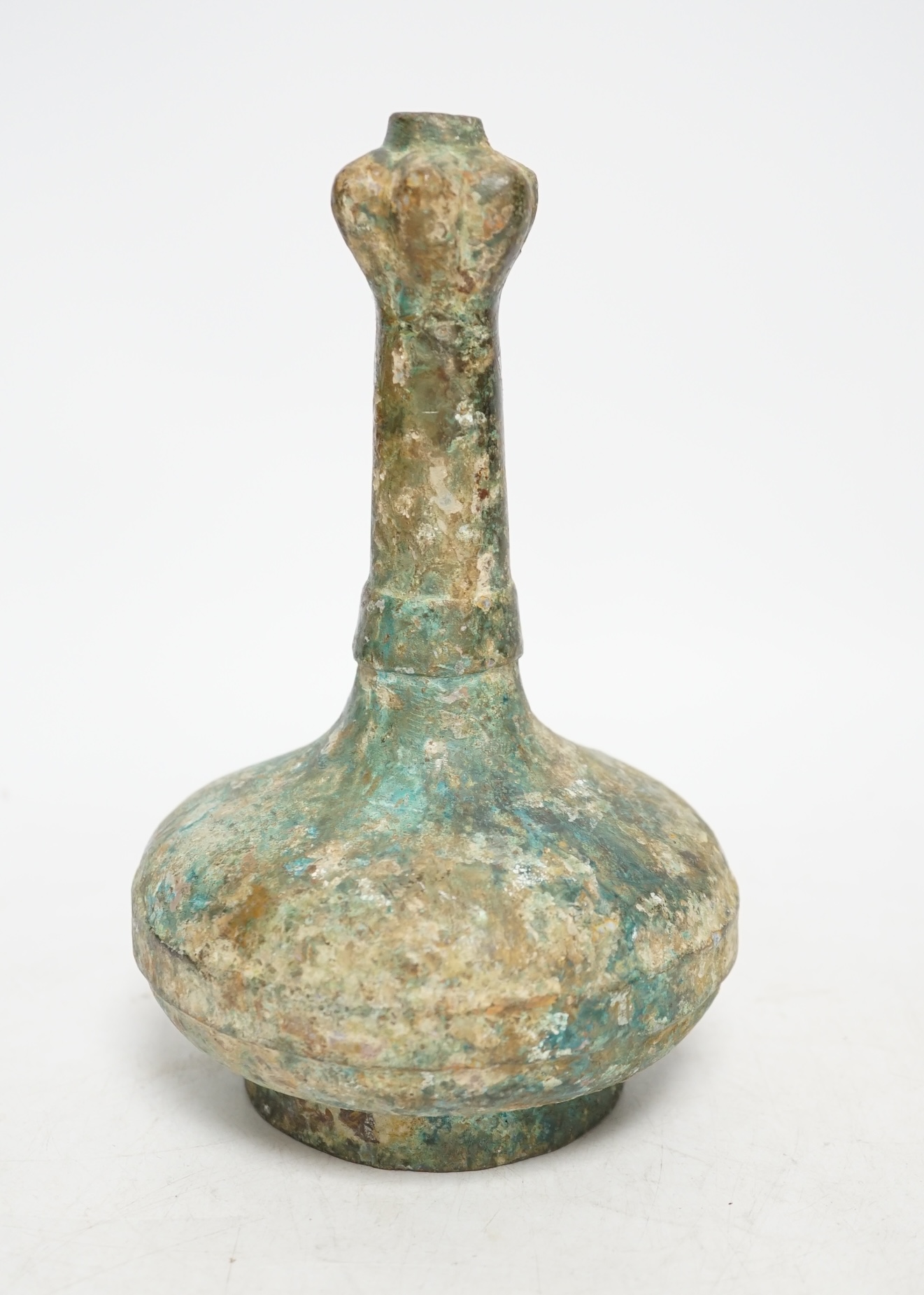 A Chinese bronze archaistic garlic head vase, 19.5cm. Condition - fair